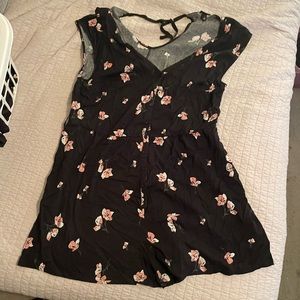 Torrid Romper button up black with pink flowers